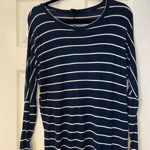 Maternity TOPSHOP Long Sleeve Navy Blue and White Striped Shirt. Size 6 Mat